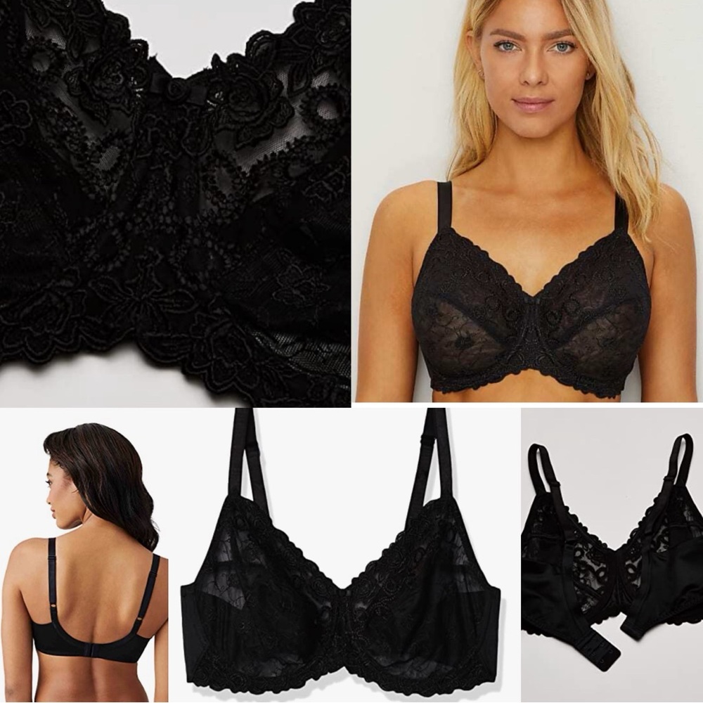 Wacoal Elegant Black Lace Full-Coverage Bra